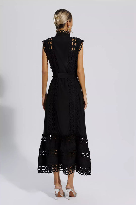 Lenda | Black Sleeveless Hollow Maxi Dress